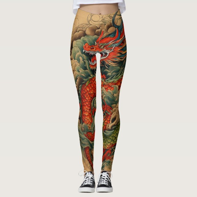 Leggings Ryu no Yume : Le tatouage du dragon japonais majes (Devant)