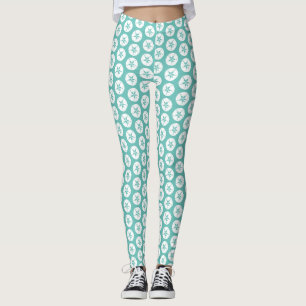 Leggings Sable Dollar Summer Beach Bleu et blanc Imprimer