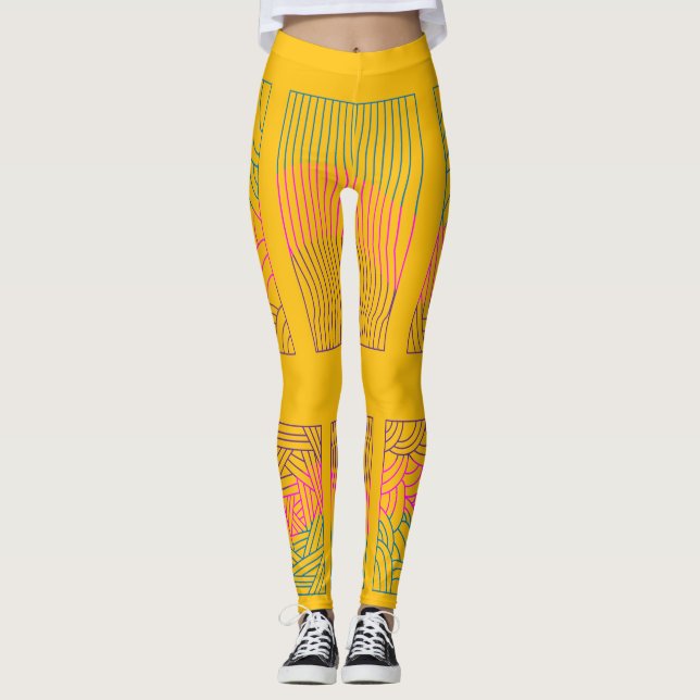 Leggings Sac messager tri-ligne design sarcelle rose violet (Devant)