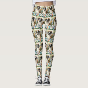 Leggings Saint Bernard Chien avec Oeufs de Pâques Vacances