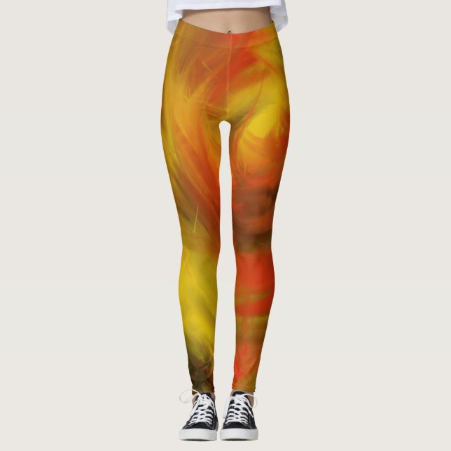 Leggings Saint Esprit Feu Chrétien Culte Art Peinture (Devant)