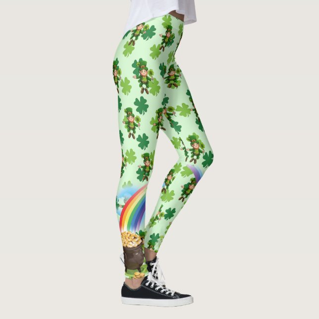 Leggings Saint Patrick's Day Leprechaun Shamrock arc-en-cie (Droite)