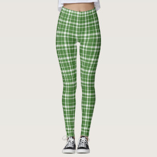 Leggings Saint-Patricks Day Plaid vert et blanc
