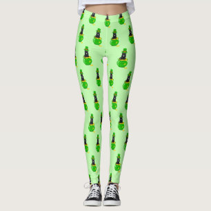 Leggings Saint Patrick's Day Shamrock Pot of Gold Black Cat