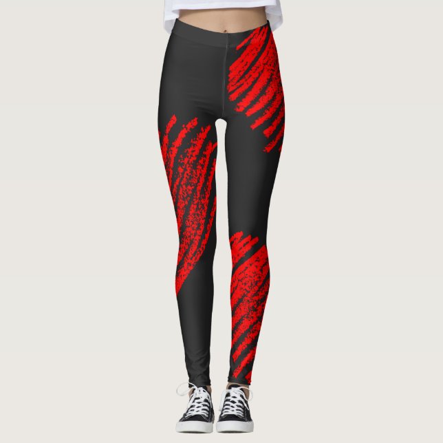 Leggings Saint-Valentin, Amour, Cœur Rouge, Danse, Exercice (Devant)