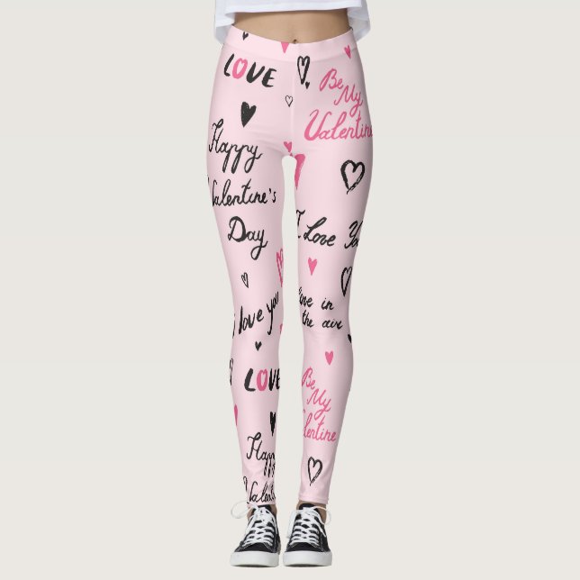 Leggings Saint-Valentin : Arrière - plan "Je t'aime". (Devant)