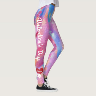 Leggings Saint-Valentin Coeur mou violet rose rouge personn