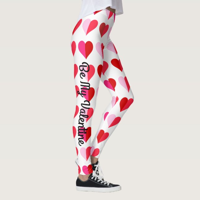 Leggings Saint-Valentin Coeurs Jouer partout rouge rose mig (Droite)