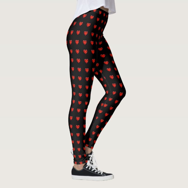 Leggings Saint Valentin Coeurs rouges Coeur blanc Femmes (Droite)