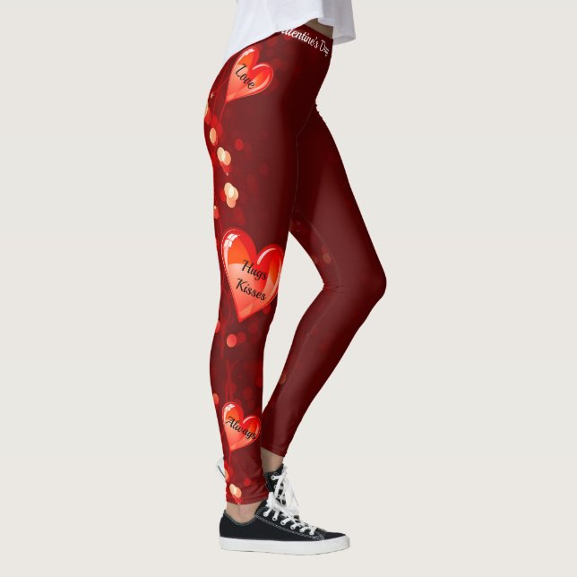 Leggings Saint Valentin Coeurs rouges VOTRE TEXTE Dans (Droite)