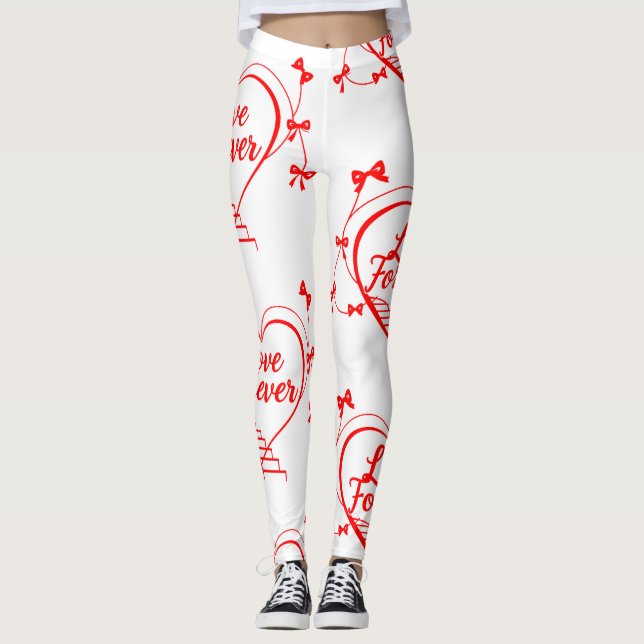 Leggings Saint-Valentin : Coeurs, vaches et amour vous char (Devant)