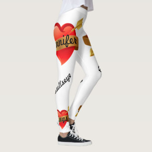Leggings Saint-Valentin Légendes cousues Nom personnalisé
