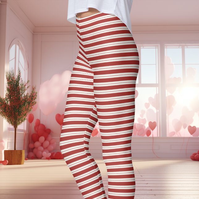 Leggings Saint-Valentin rayé rouge et blanc  (Créateur téléchargé)