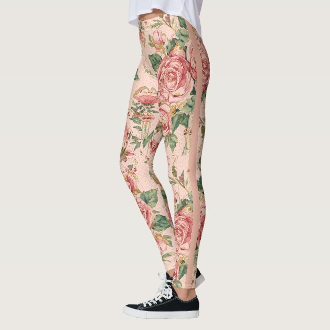 Leggings Saint-Valentin romantique avec de belles roses, ro (Gauche)