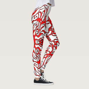 Leggings Saint-Valentin Tatouage Tribal des Coeurs rouges