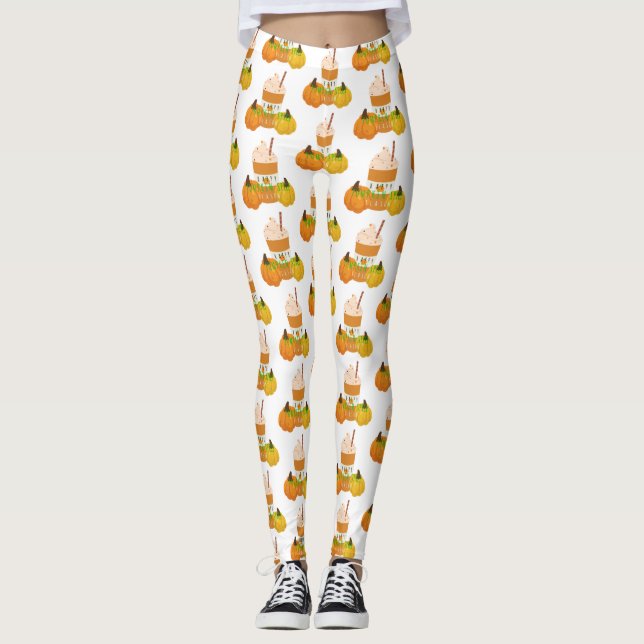 Leggings saison d'épices citrouille heureuse (Devant)