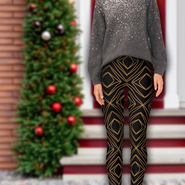 Leggings Saison Diamante Faux Gold sur Noir (Créateur téléchargé)