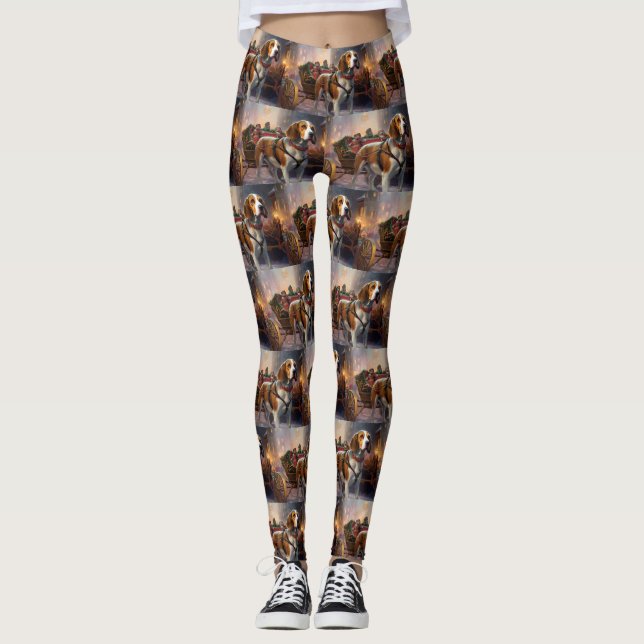 Leggings Saison festive de Noël beagle (Devant)