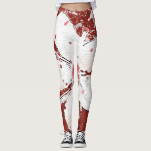 Leggings Sakura rouge et blanc girly fleur de cerisier