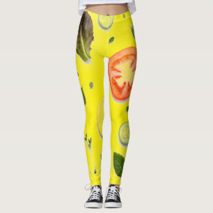 Leggings Salade et fruits motif transparent arrière - plan