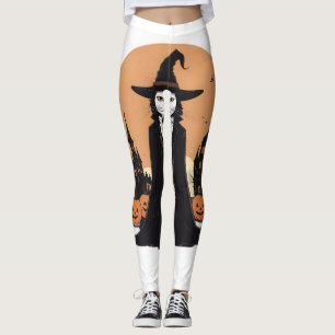 Leggings Sale mystique Chat noir avec Citrouille
