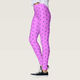 Leggings Salle De Fitness Rose-Chaud À Point Polka Violet