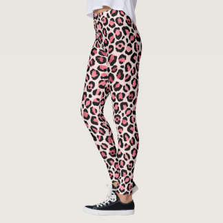 Leggings Salle de sport Leopard Rose