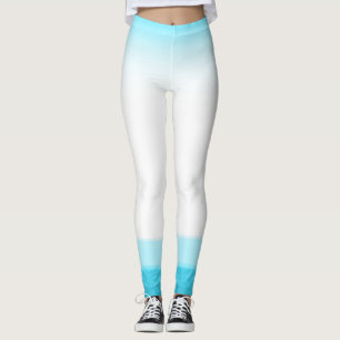 Leggings Salon de gym chic à l'aspect aquarelle bleue et bl