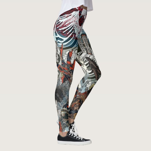 Leggings Samouraïs combattant sous des vagues (Droite)
