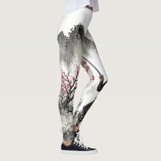 Leggings Samurai on the Bridge under the Red Moon
