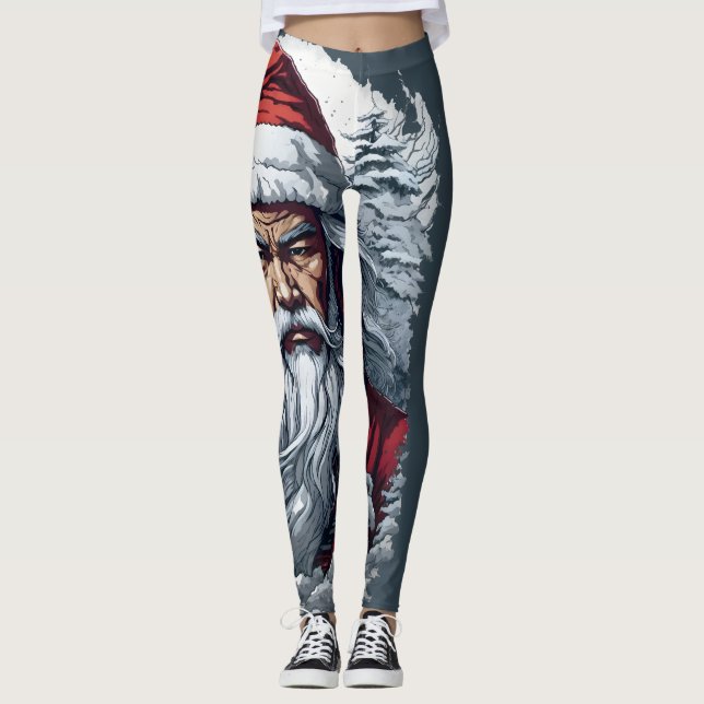 Leggings Samurai Père Noël Warrior Christmas Art Cadeau (Devant)