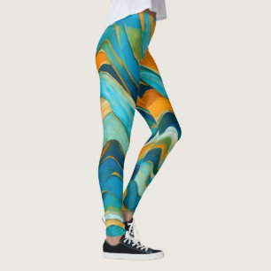 Leggings "Sanlúcar" Vagues bleu vert orange