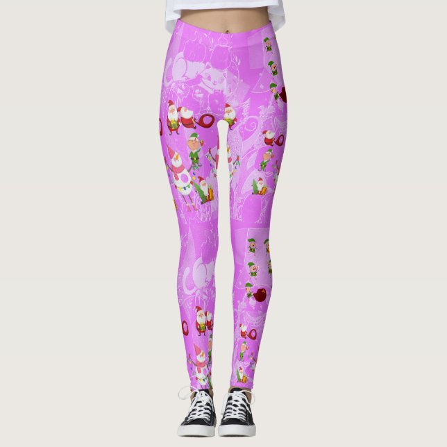 Leggings Santa Magical Pink New Year  (Devant)