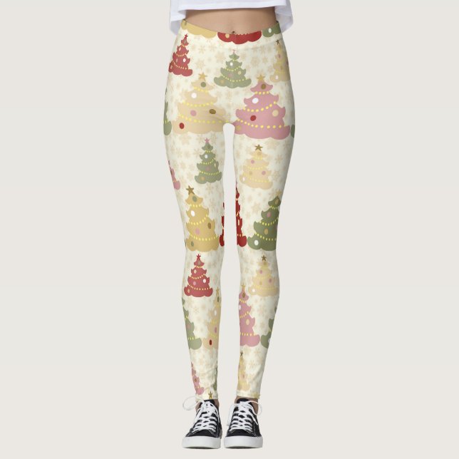 Leggings Sapin de Noël coloré (Devant)