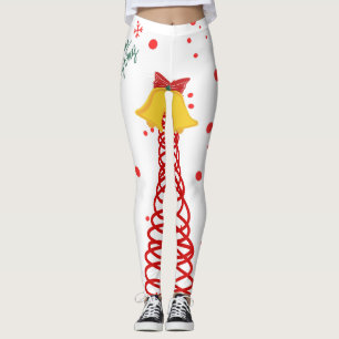 Leggings Sapin de Noël en spirale et motif de cloches