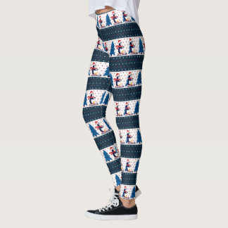 Leggings Sapin de Noël en tricot Père Noël Nouvel An Rouge