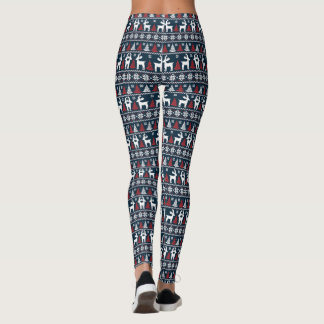 Leggings Sapins de Noël Renne Flocons de neige Rouge Blanc