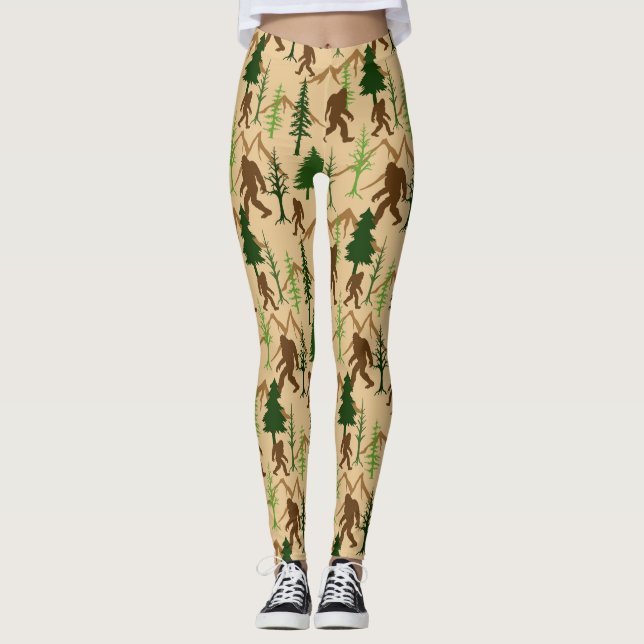 Leggings Sasquatch dans les arbres forestiers Bigfoot modèl (Devant)