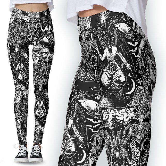 Leggings Satanic le plus foncé noir diable Baphomet gothiqu (Créateur téléchargé)