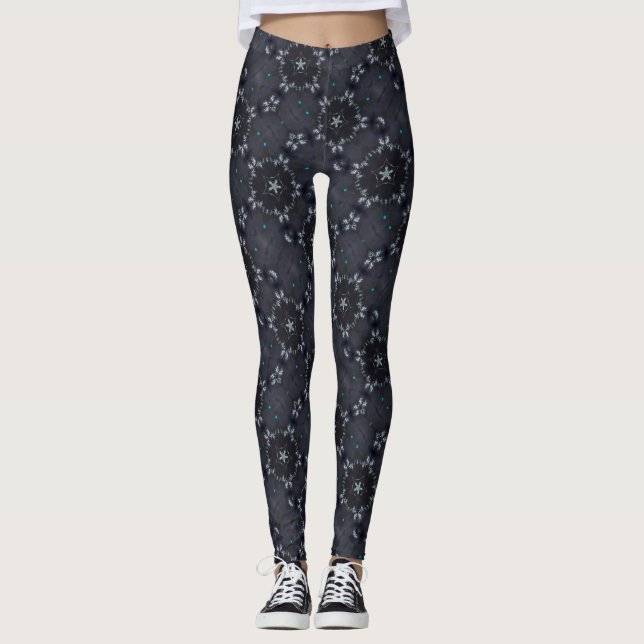 Leggings Satin féerique foncé d'étoile (Devant)