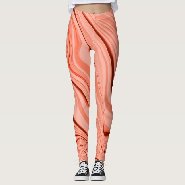 Leggings Saumon, pêche, corail clair et rose mélangé courbe (Devant)