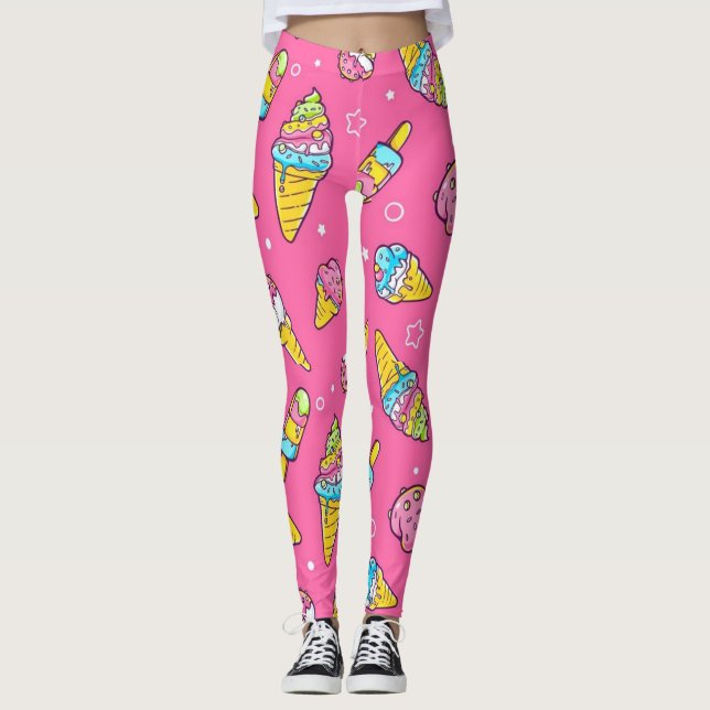 Leggings Saveurs de crème glacée estivale (Devant)