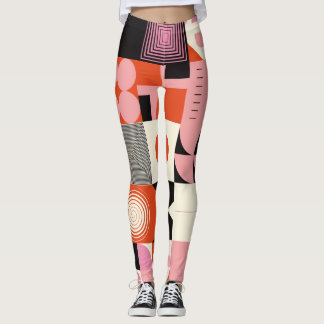 Leggings Scandinave géométrique : Motif d'oeuvres colorées