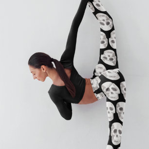 Leggings Scary Scull Black & White Pattern