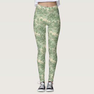 Leggings Scène de ferme Toile de Sage de campagne française