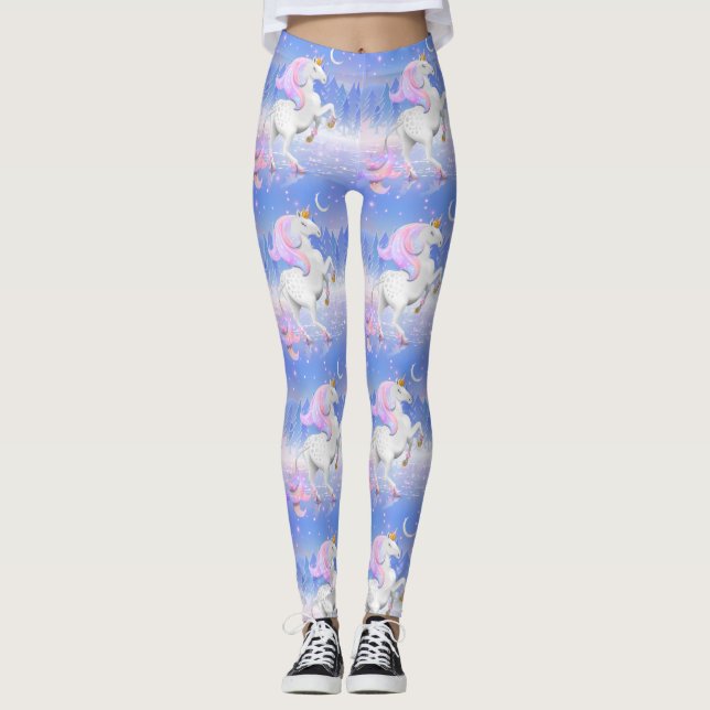 Leggings Scène de la forêt Princesse Unicorn (Devant)