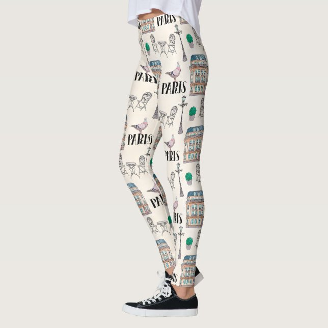 Leggings Scène de la rue de Paris | Aquarelle |Point de rep (Gauche)
