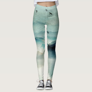 Leggings Scène de montagne aquarelle de nature calme