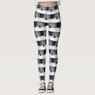 Leggings Schnauzer miniature neige de Noël hiver