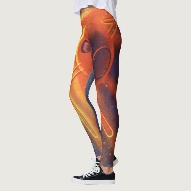 Leggings Science-fiction vintage, fusée lumineuse dans l'es (Gauche)